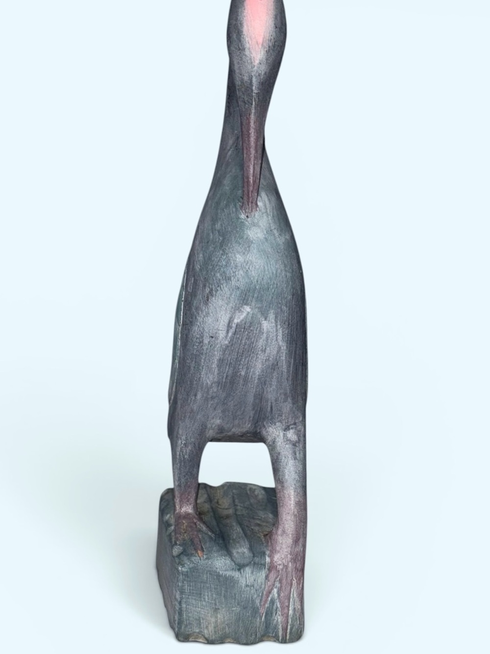 Vintage Handmade Carved Wooden Crane Seabird Nautical Herron Pastels Statue - Picture 3 of 6
